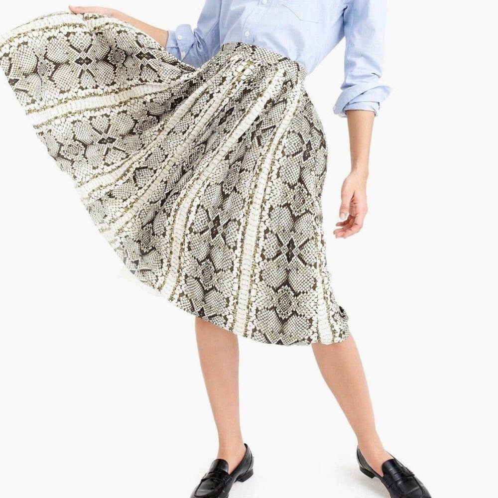 j.crew pleated snakeskin midi skirt 00